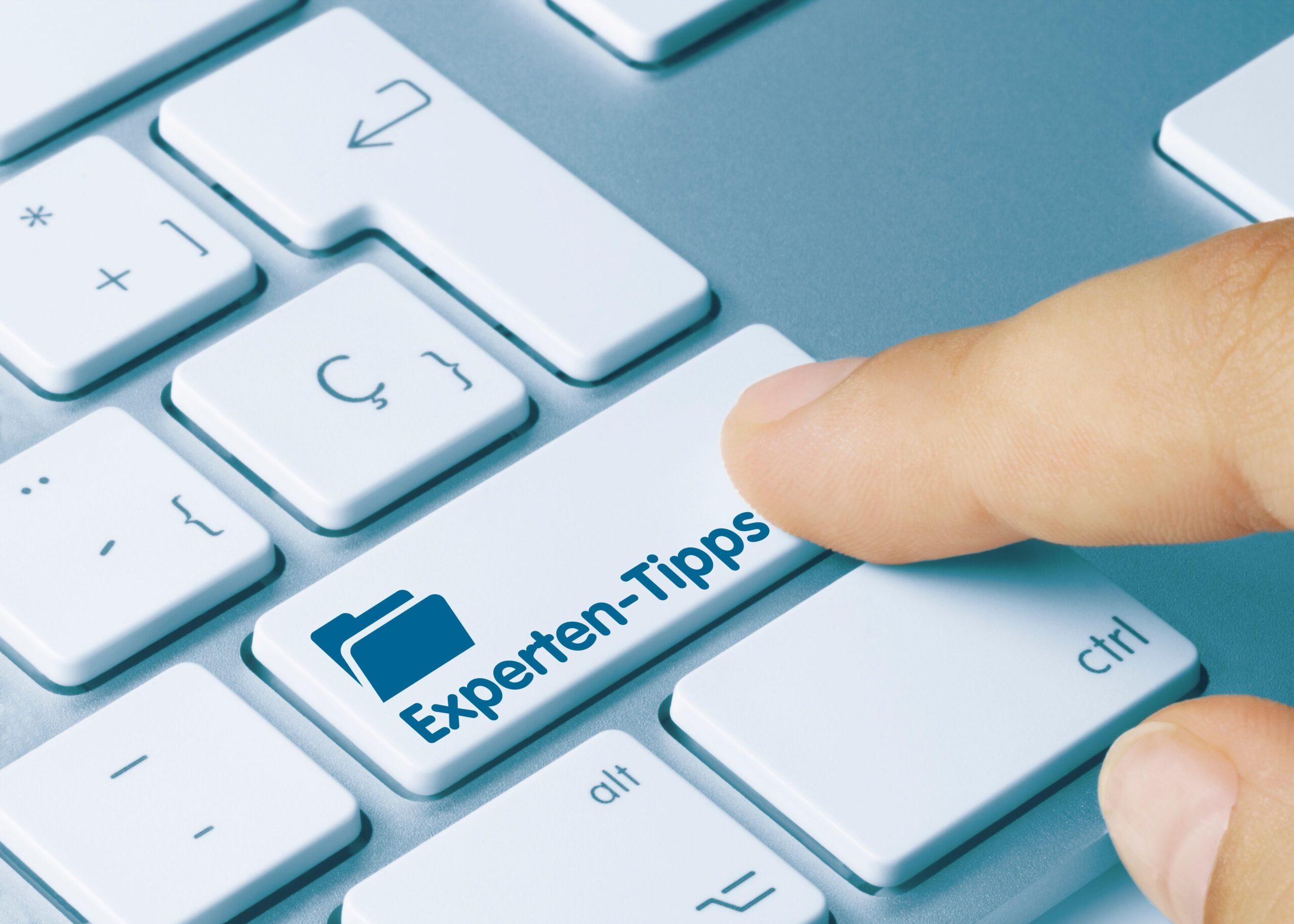 Tastatur auf der Experten-Tipps steht