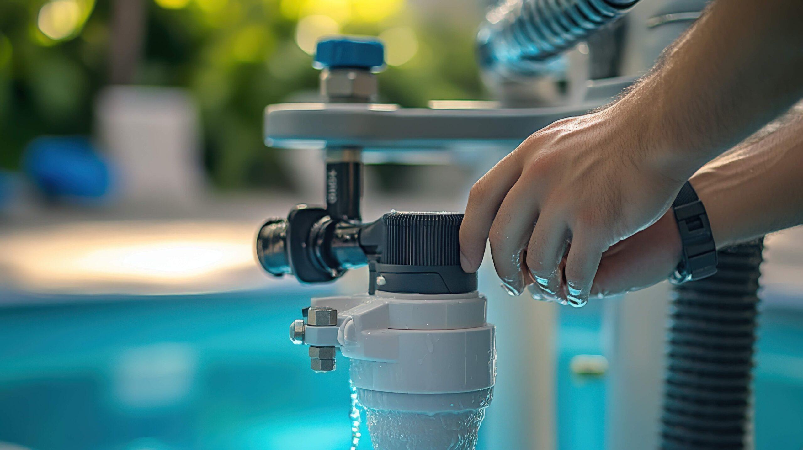 Handverstellung des Poolwasserfiltrationssystems