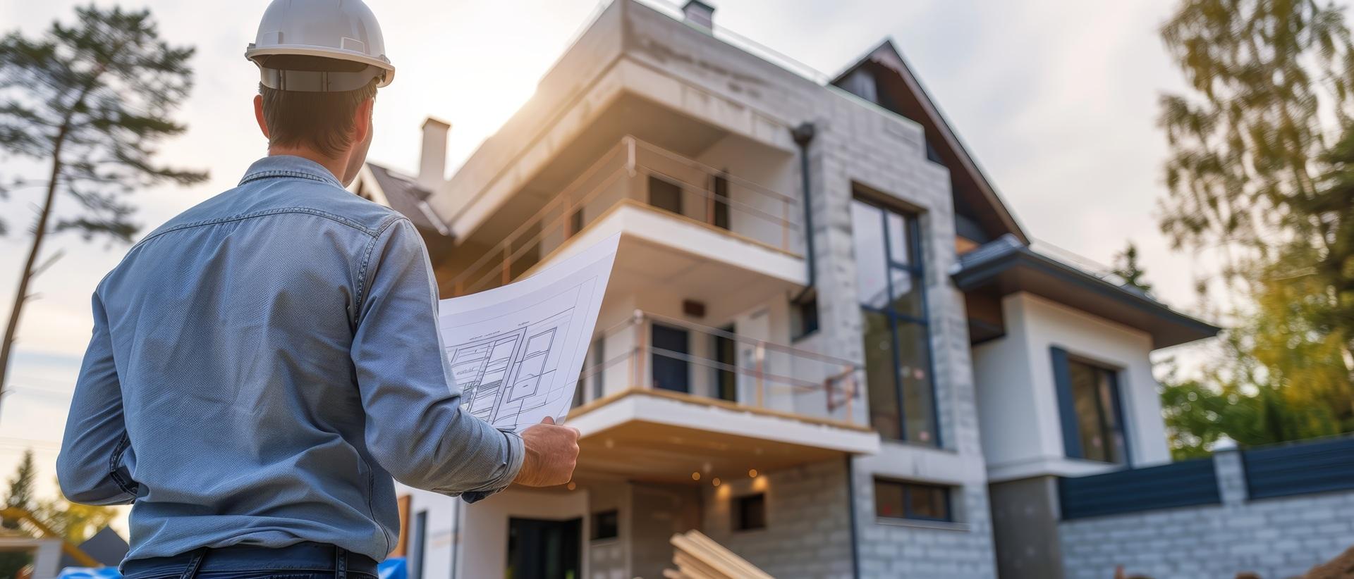 Architekt mit Plan beim modularen Bauen