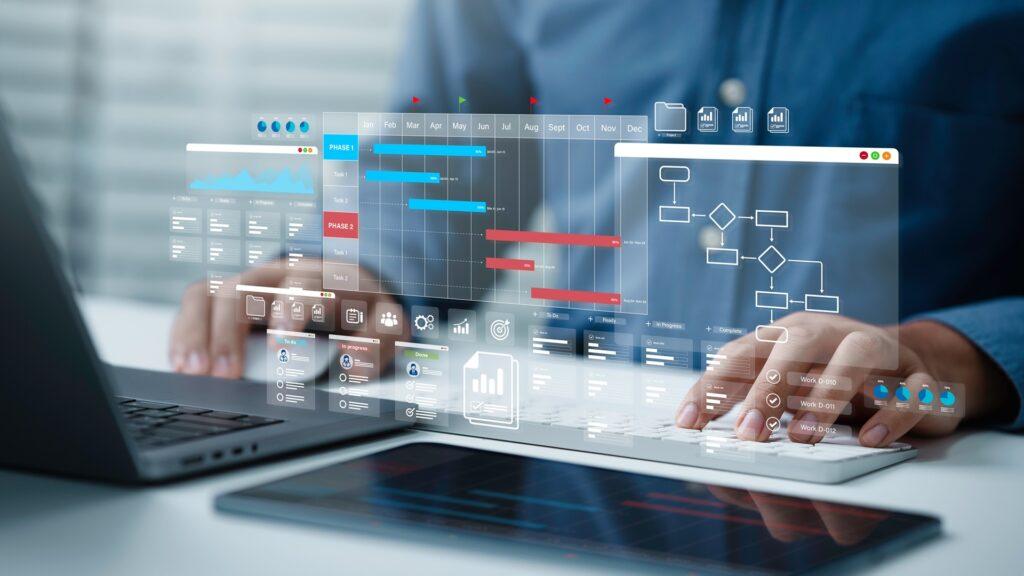 Übersicht digitaler projektdaten und diagramme